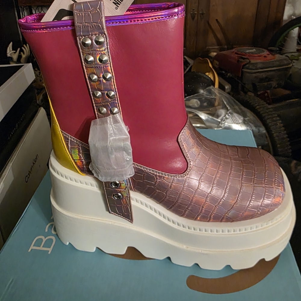 Cape Robbin Pink and Yellow Platform Boots